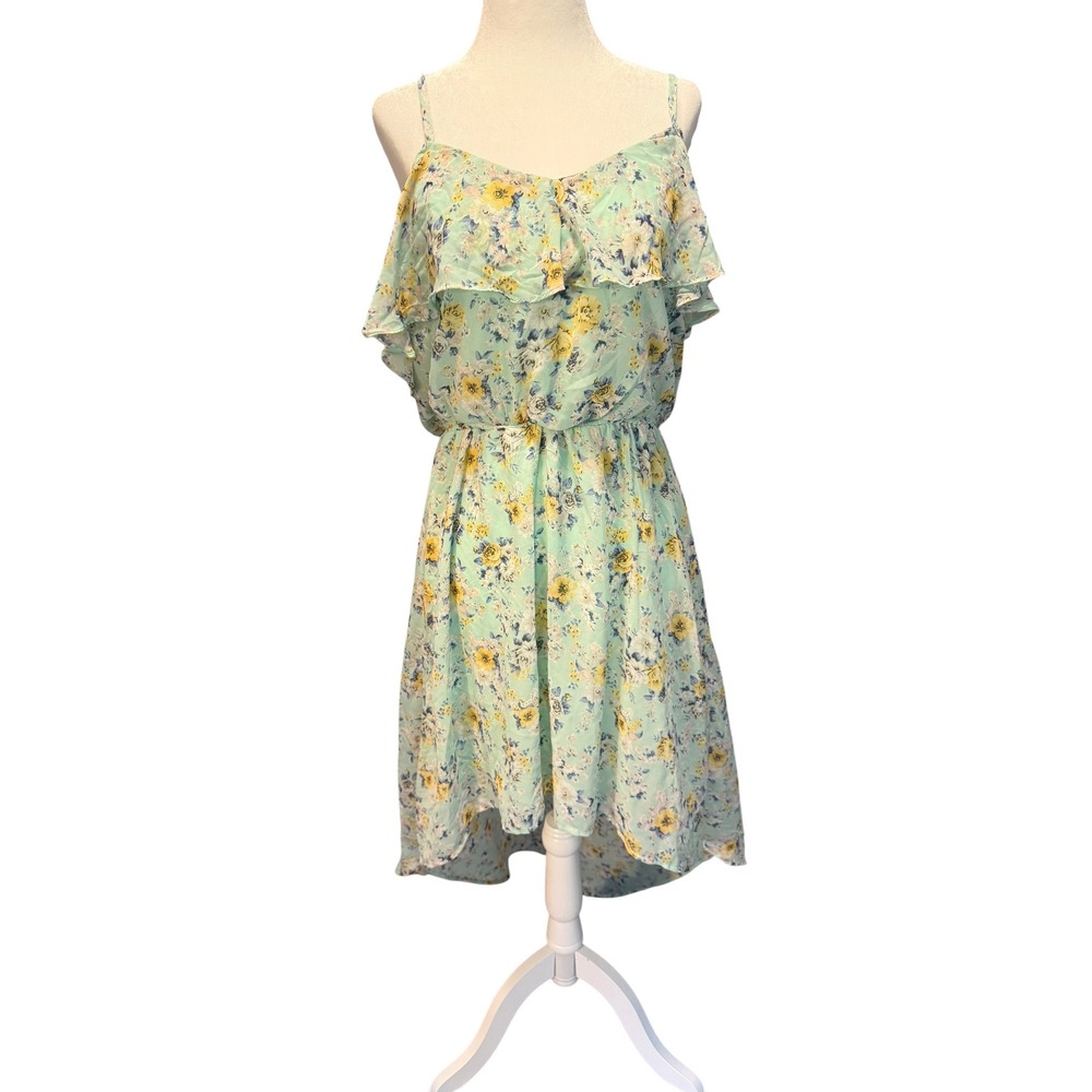 As U Wish Floral High-Low Ruffle Dress Mint Green XL A542695K40 NEW